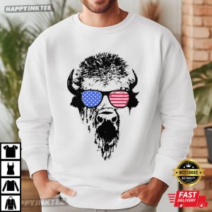 Buffalo Sunglasses USA Flag Red White Blue Patriotic T Shirt (1)