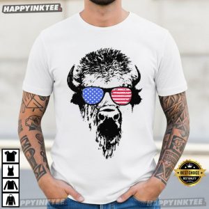 Buffalo Sunglasses USA Flag Red White Blue Patriotic T Shirt (3)