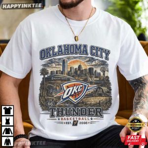 Oklahoma City Thunder Skyline Graphic NBA Basketball T Shirt (4)
