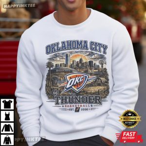 Oklahoma City Thunder Skyline Graphic NBA Basketball T Shirt (2)