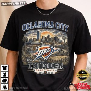 Oklahoma City Thunder Skyline Graphic NBA Basketball T Shirt (3)