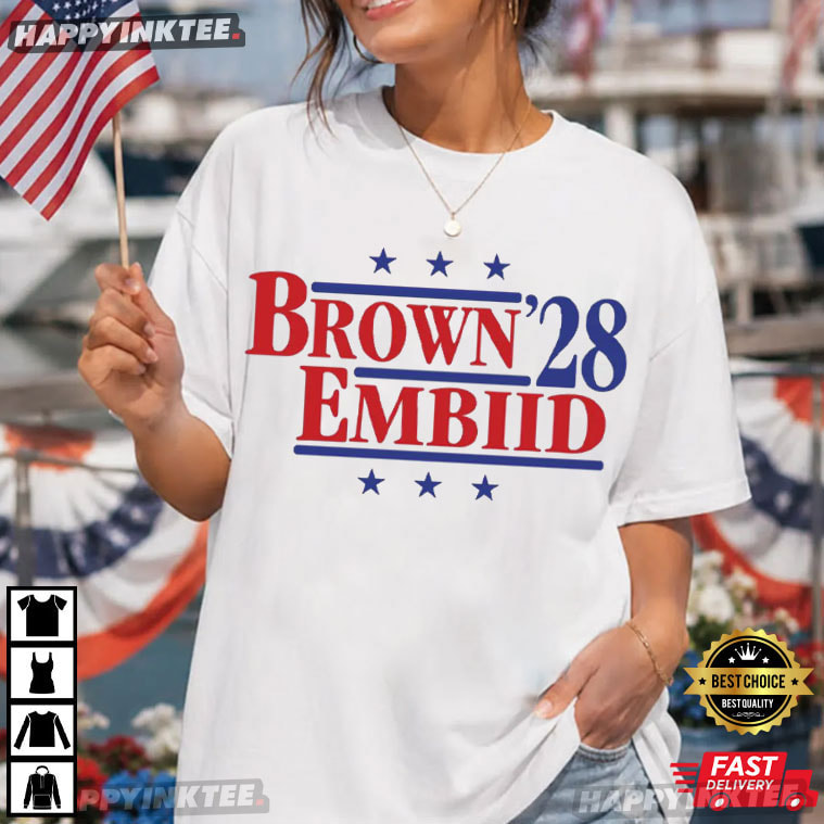 Brown Embiid 28 Philadelphia 76ers Campaign Basketball Gift T-Shirt Brown Embiid 28 Philadelphia 76ers Campaign Basketball Gift T-Shirt