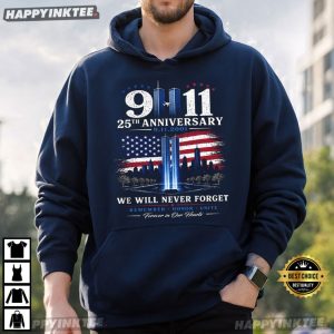 We Will Never Forget 9 11 25th Anniversary Twin Towers T Shirt (2)