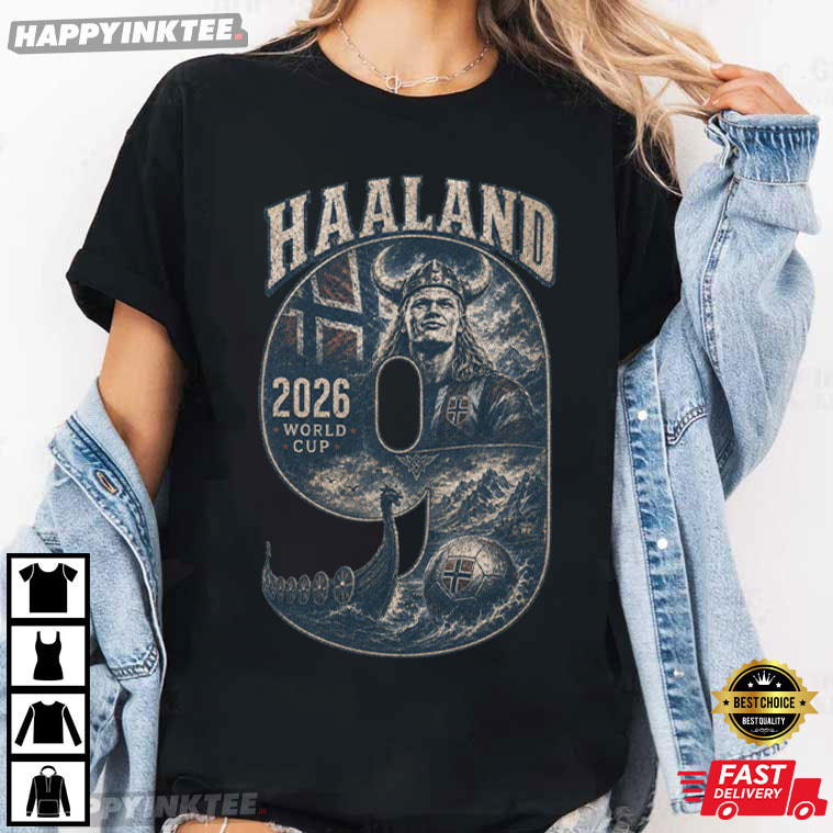 Erling Haaland 9 World Cup 2026 Football T-Shirt Erling Haaland 9 World Cup 2026 Football T-Shirt