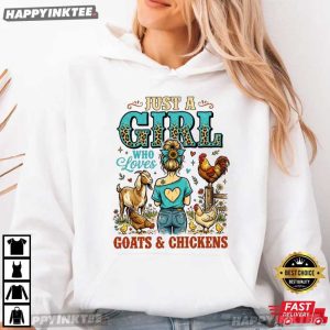 Just A Girl Who Loves Goats And Chickens Cute Animal Lover T Shirt (2)