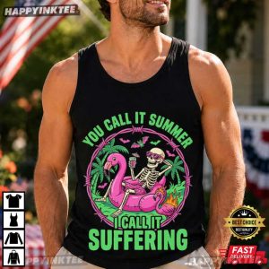 You Call It Summer Skeleton Flamingo Summer Vacation T Shirt (4)