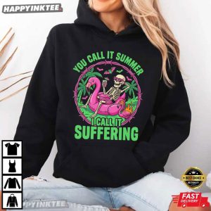 You Call It Summer Skeleton Flamingo Summer Vacation T Shirt (2)