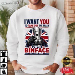 Vote Binface Clacton 2026 I Want You To Take Out The Trash T Shirt (1)
