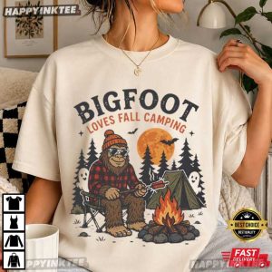 Bigfoot Loves Fall Camping Funny Halloween Sasquatch Campfire T Shirt (4)