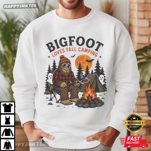Bigfoot Loves Fall Camping Funny Halloween Sasquatch Campfire T Shirt (2)