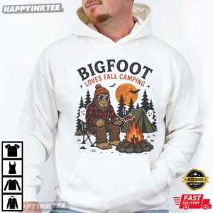 Bigfoot Loves Fall Camping Funny Halloween Sasquatch Campfire T Shirt (3)