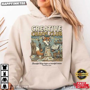 Creative Chaos Club Artist Fox Teacher Painter Gift for Creative People T Shirt (4)