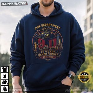 Fire Department City Of New York 911 25 Year Never Forget T Shirt (4)