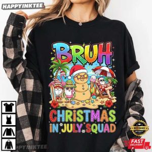 Bruh Christmas In July Squad Funny Summer Santa Beach T Shirt (1)
