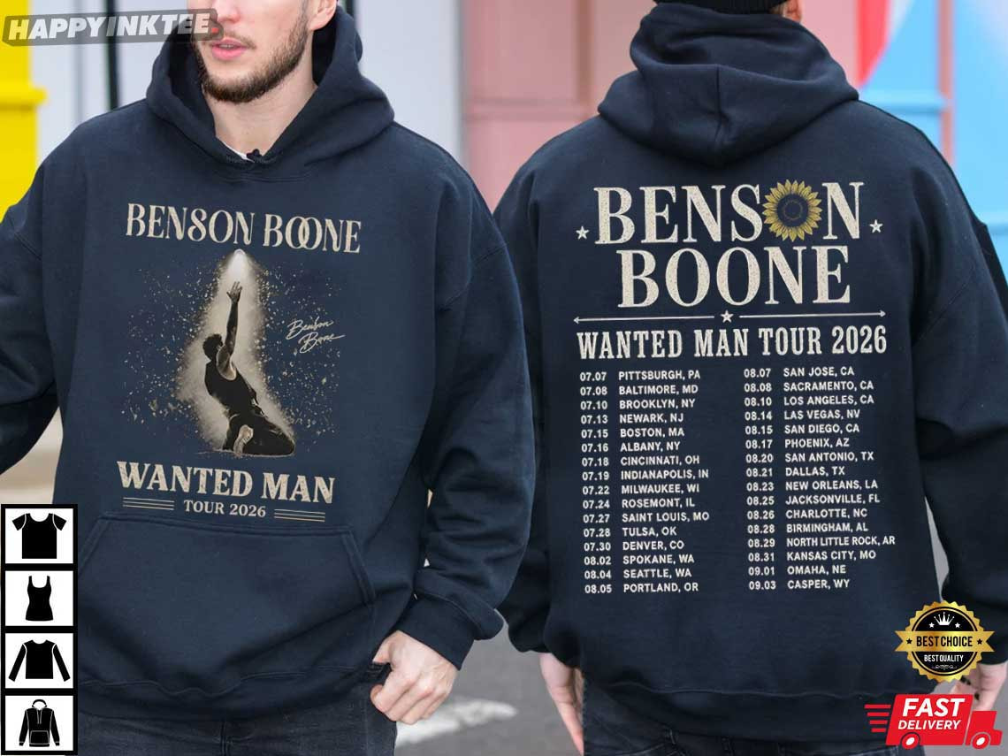 Benson Boone Wanted Man Tour 2026 Music Gift T-Shirt Benson Boone Wanted Man Tour 2026 Music Gift T-Shirt