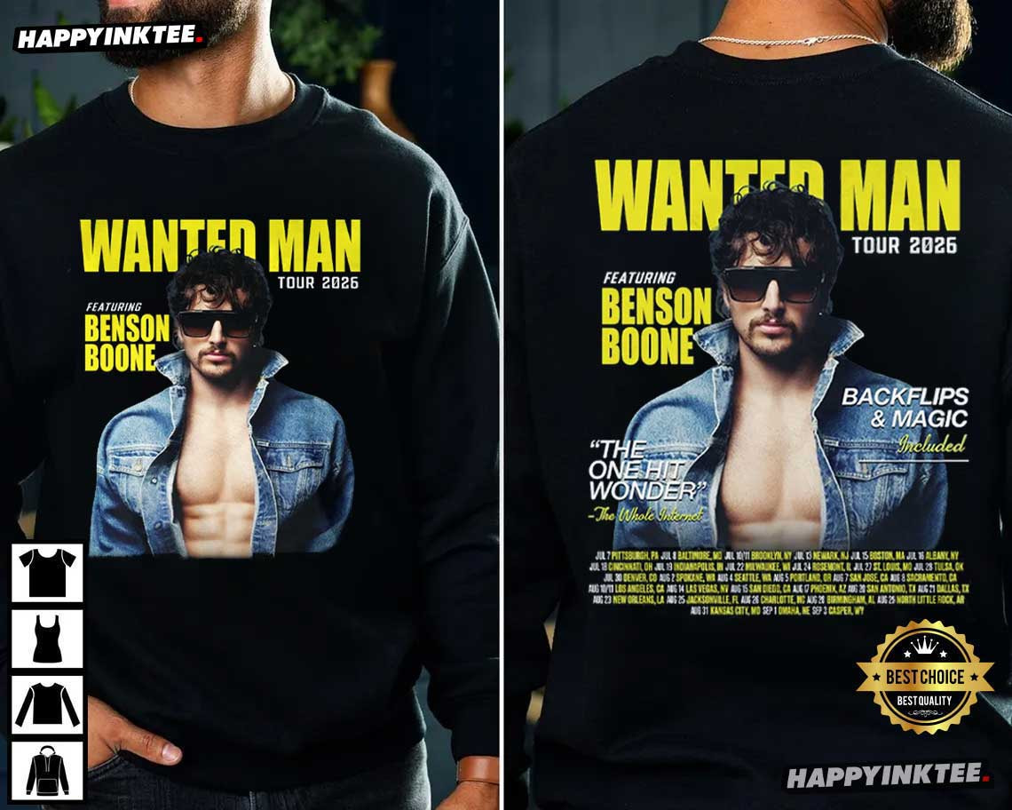Benson Boone Wanted Man Tour 2026 Music Concert T Shirt Benson Boone Wanted Man Tour 2026 Music Concert T Shirt