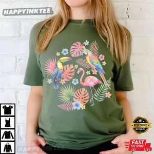 Flamingo Toucan Parrot Tropical Bird Summer Vacation Gift T Shirt (1)
