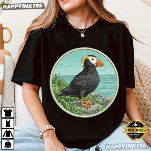 Tufted Puffin Coastal Wildlife Seabird Nature Not Real Patchwork T Shirt (1)