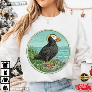 Tufted Puffin Coastal Wildlife Seabird Nature Not Real Patchwork T Shirt (2)