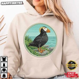 Tufted Puffin Coastal Wildlife Seabird Nature Not Real Patchwork T Shirt (3)