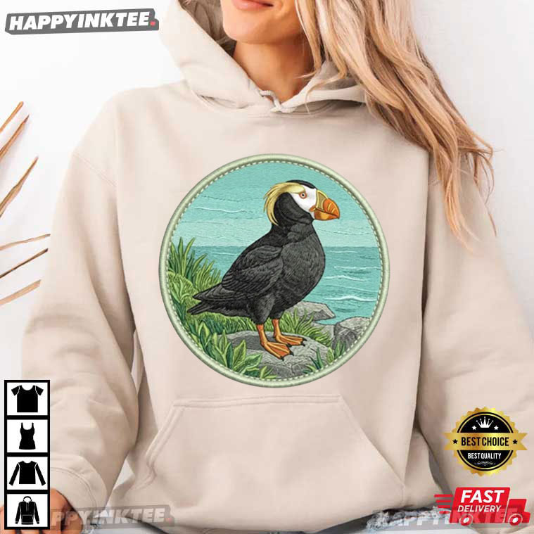 Tufted Puffin Coastal Wildlife Seabird Nature Not Real Patchwork T-Shirt Tufted Puffin Coastal Wildlife Seabird Nature Not Real Patchwork T-Shirt