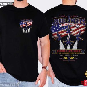 Blue Angels Beach Flyby Summer Air Show T Shirt (2)