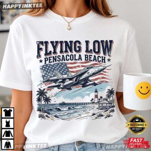 Flying Low Pensacola Beach Fighter Jet Blue Angels Air Show T Shirt (3)