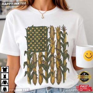 American Flag Corn Field Patriotic Farmer Gift T Shirt (4)