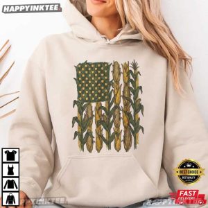 American Flag Corn Field Patriotic Farmer Gift T Shirt (2)