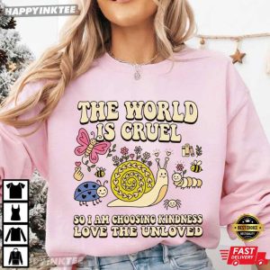 Snail The World Is Cruel Motivational Quote T Shirt (1)