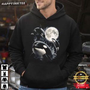 Three Orca Moon Killer Whale Ocean Wildlife T Shirt (4)