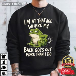Funny Frog Back Pain Aging Joke Graphic T Shirt (4)