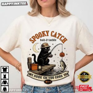 Spooky Catch Bait Tackle Black Cat Halloween Fishing Gift T Shirt (3)