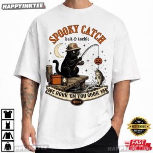 Spooky Catch Bait Tackle Black Cat Halloween Fishing Gift T Shirt (4)