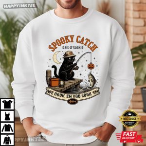 Spooky Catch Bait Tackle Black Cat Halloween Fishing Gift T Shirt (1)