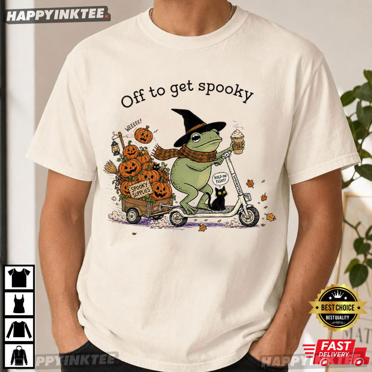 Halloween Frog Riding Scooter Off To Get Spooky Season Fall Gift T-Shirt Halloween Frog Riding Scooter Off To Get Spooky Season Fall Gift T-Shirt