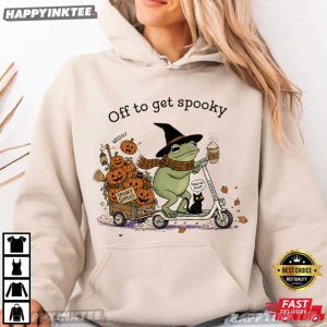 Halloween Frog Riding Scooter Off To Get Spooky Season Fall Gift T Shirt (2)