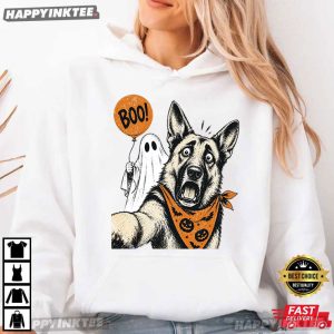 German Shepherd Funny Ghost Selfie Halloween Dog Meme T Shirt (2)