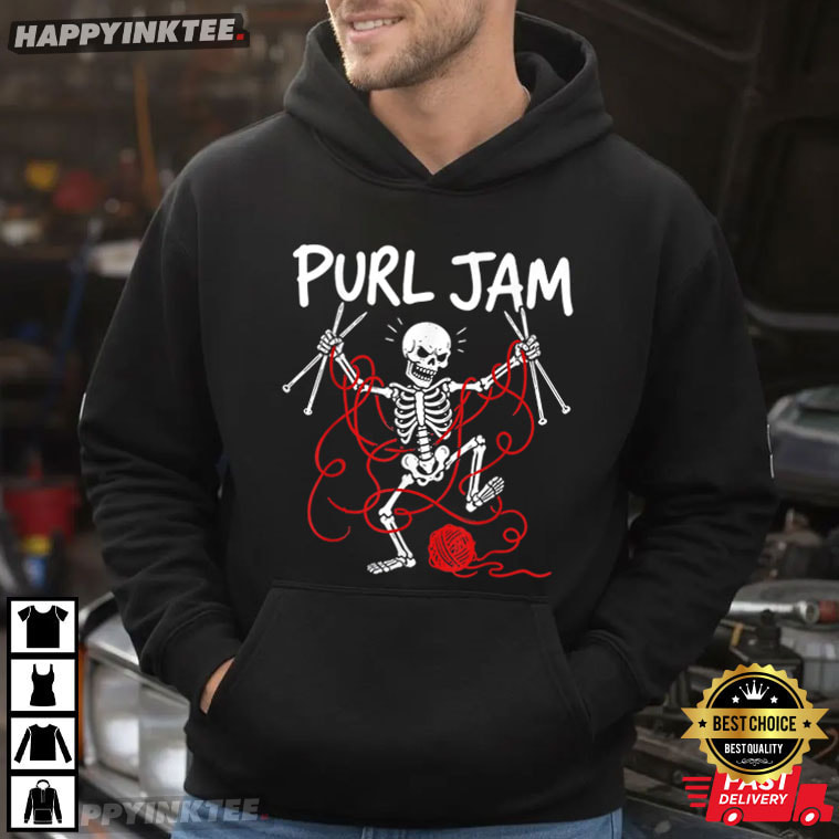 Purl Jam Knitting Skeleton Funny Halloween T-Shirt Purl Jam Knitting Skeleton Funny Halloween T-Shirt