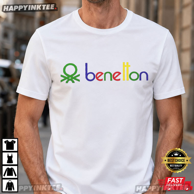 Benetton Rainbow Logo 80's Vintage Vibe T-Shirt Benetton Rainbow Logo 80's Vintage Vibe T-Shirt