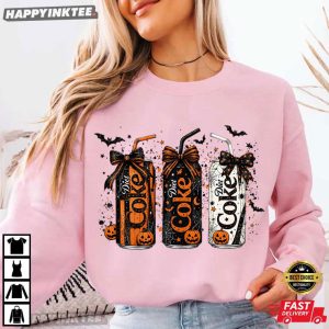 Diet Coke Spooky Soda Can Coquette Bow Cute Halloween T Shirt (1)