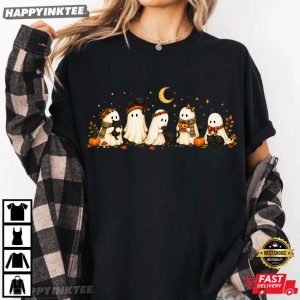 Ghost Black Cat Spooky Season Cute Halloween Gift T Shirt (4)