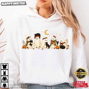 Ghost Black Cat Spooky Season Cute Halloween Gift T Shirt (3)