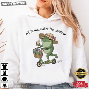 Frog Off To Unsocialize The Children Homeschool Moms Club T Shirt (4)