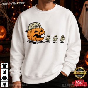 Pac man Pumpkin Camo Ghost Spooky Season Halloween T Shirt (4)