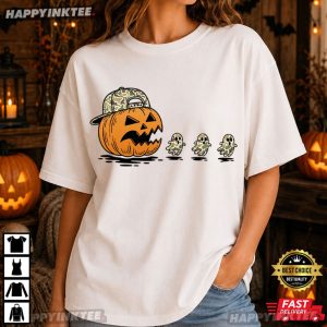 Pac man Pumpkin Camo Ghost Spooky Season Halloween T Shirt (1)