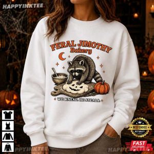 Feral Jimothy Bakery We Knead He Steals Halloween Raccoon Lover Gift T Shirt (1)