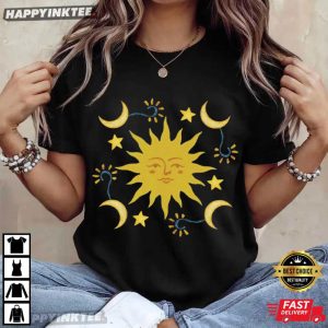 Celestial Sun With Crescent Moons Boho Mystic Graphic T Shirt (4)