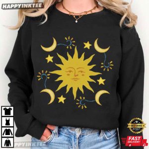 Celestial Sun With Crescent Moons Boho Mystic Graphic T Shirt (1)