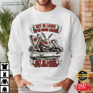 Mothman Car Get In Loser We're Going Lurking Funny Cryptid Meme T Shirt (4)